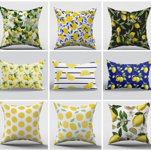 Lemon Pillow Covers|Lemon Cushion|Lemon Throw Pillow|Waterproof Lemon Pillows|Citrus Garden Pillow|Lemon Lumbar Pillow|Lemon Decor