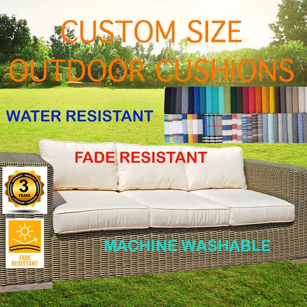 Custom Outdoor Cushions and Covers Foam or Fiber Filled Fade Resistant Patio Furniture Replacement Cushions Water Repellant Zippered