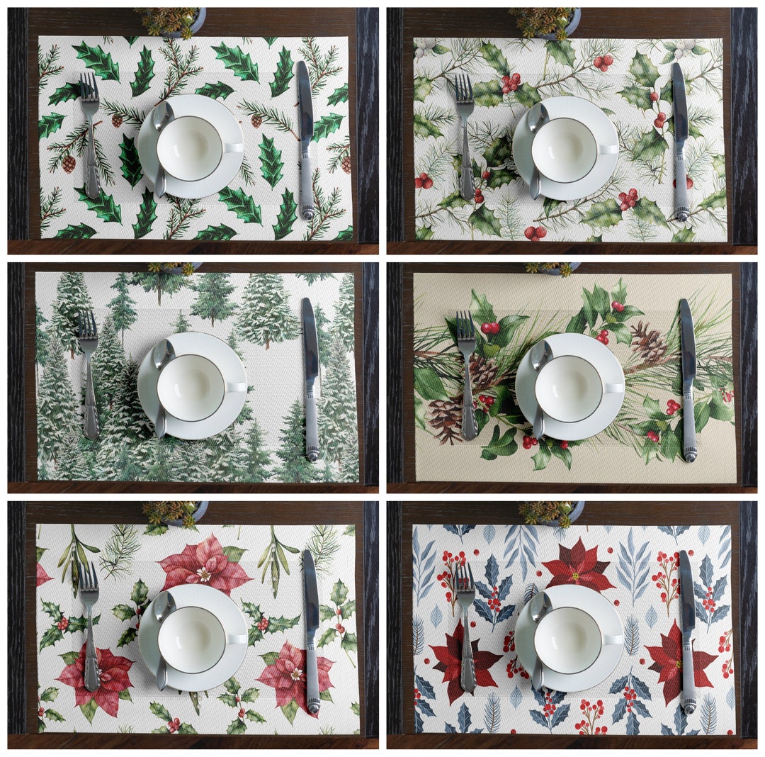 Winter Placemat Set of 2 or 4, Double Sided Tablemats, Rustic Placemat