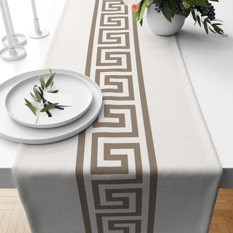 Greek Key Table Runner Navy White Tablecloth Greek Table Decor Custom Table Runner Geometrik Pattern Greek Key Border Navy and White 2