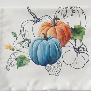 Fall Table Runner Pumpkin Table Runner Outdoor Fall Pumpkin Table Cloth Blue Pumpkin Table Runner Thanksgiving Table Runner Pumpkin Decor image 6