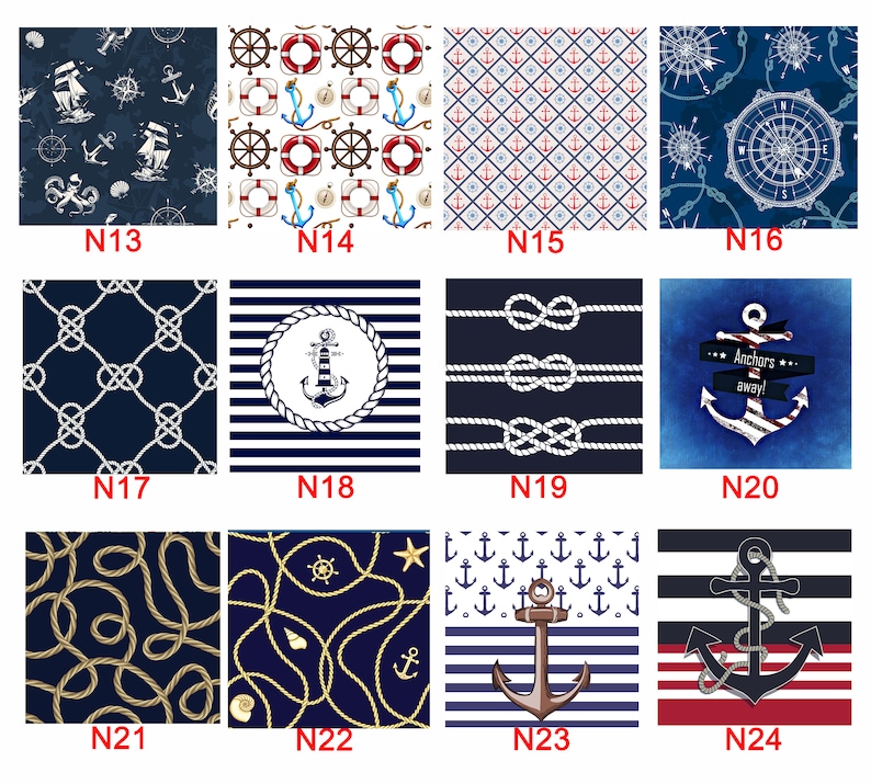 Nautical Chair Cushions & Covers Custom Kitchen Chair Pads 1.2 or 2 Inches Thick Foam Included Ties at the Back Zippered Easy to Wash image 4