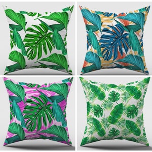 Outdoor Pillow Cover|Tropical Pillow|Outdoor Cushion Case|Botanical Home Decor|Sunbrella Cushion Case|Monstera Pattern Pillows|Gift for Mom