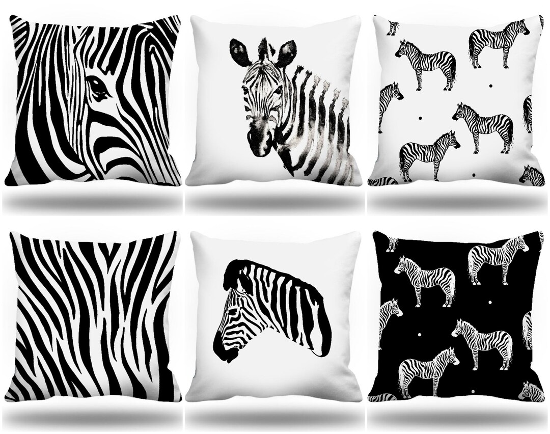 Zebra Pillow Cover, Zebra Print Cushion, Zebra Lumbar Pillow, Animal