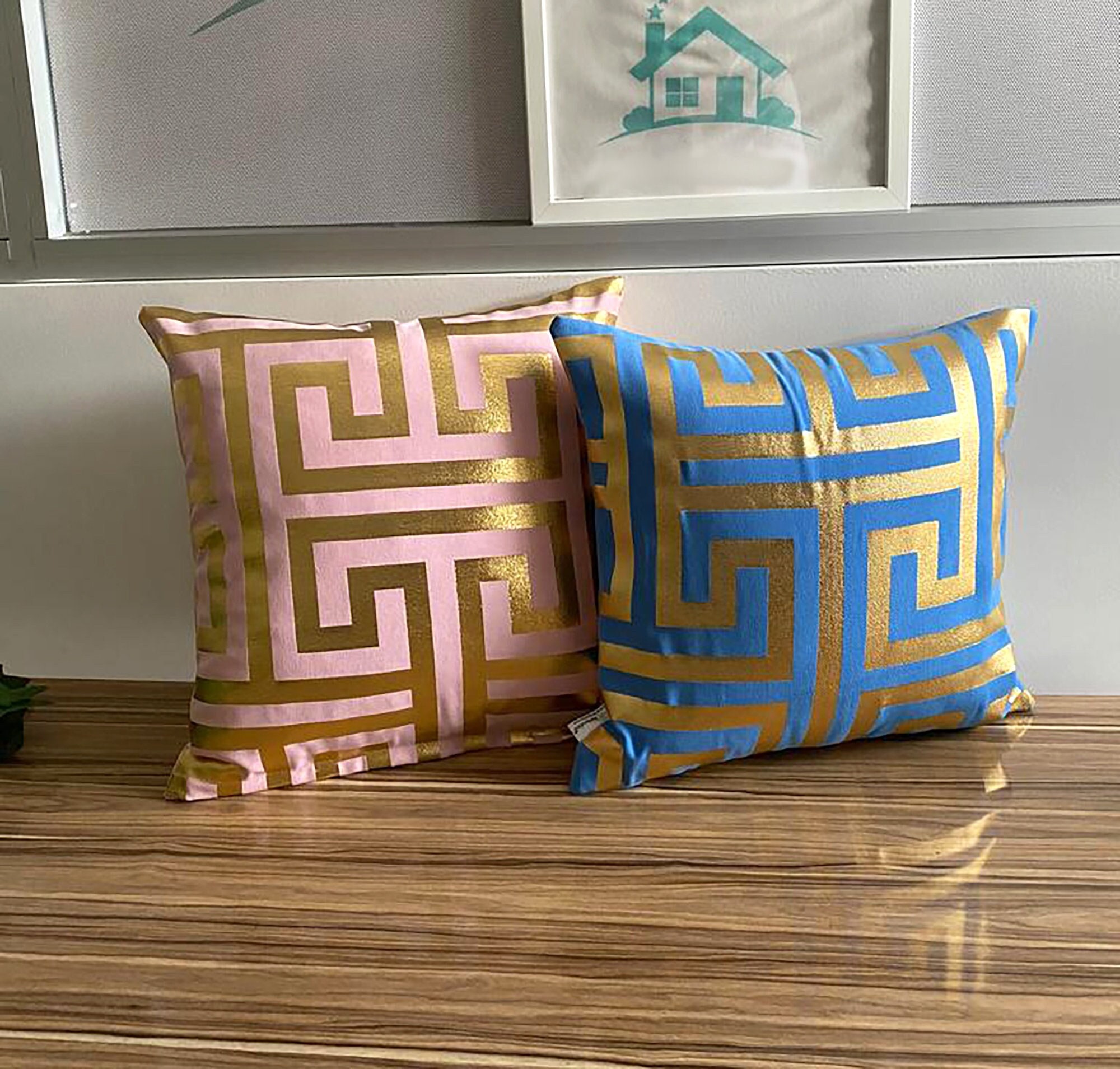 Pink Gold Pillow Etsy Canada