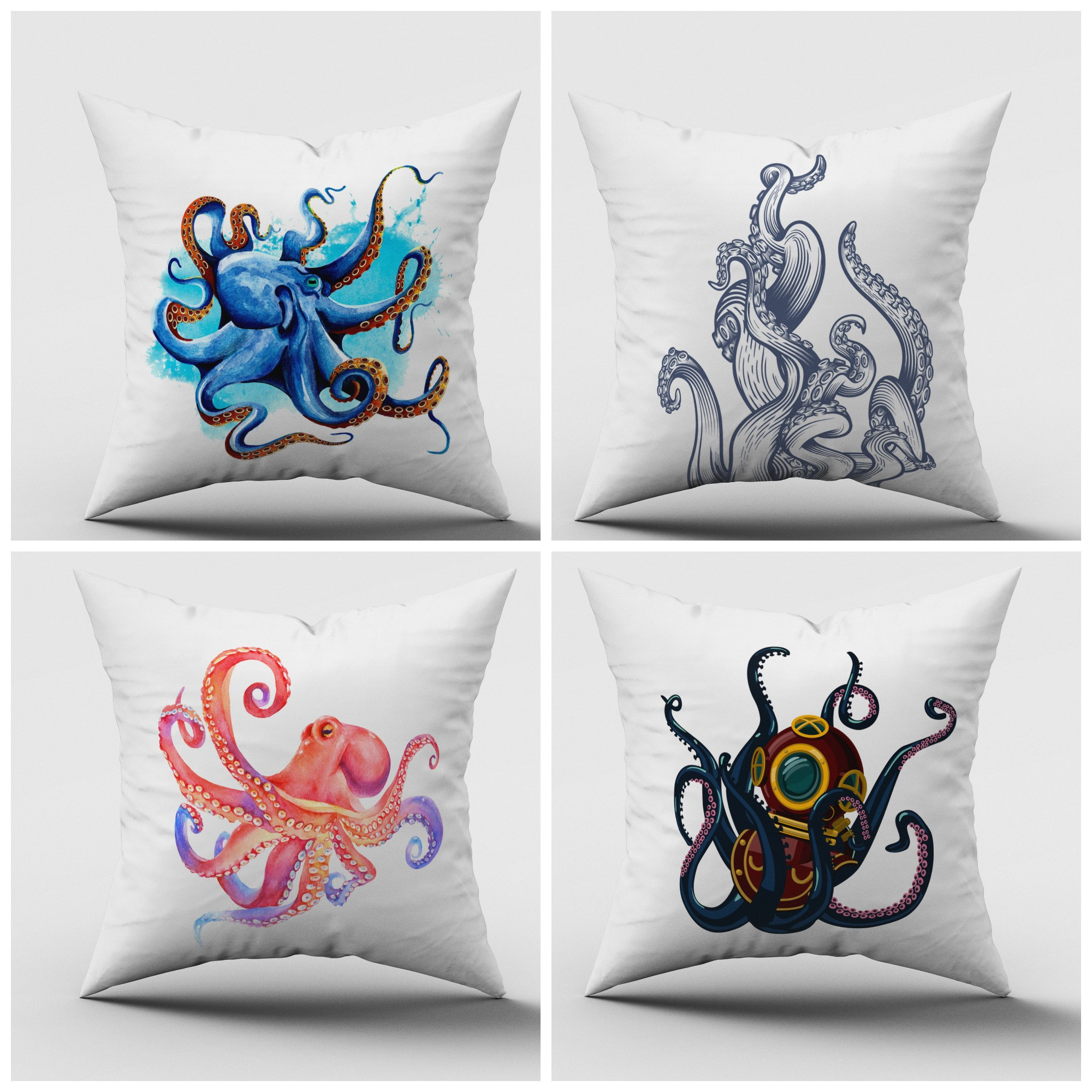 16x16 Pillow Case Gift for Pet Mom Dad Home Décor Pet Throw Pillow Cover Octopus Bike Farmhouse Décor Animal Lovers Gift 