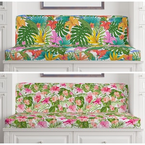 CUSTOM Cushion Cover|Tropical Bench Cushions|Furniture Cushion Cover|Outdoor Bench Cushion|Custom Patio Cushion 48 DIFFERENT Pattern Options