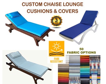 Custom Outdoor Chaise Lounge Foam Cushions & Covers Fade Resistant Chaise Lounge Cushion Replacement Lounge Chair Cushions Cover