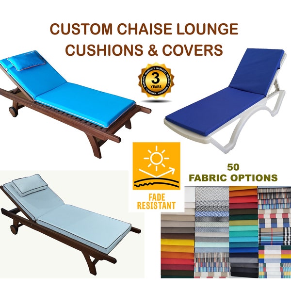 Custom Outdoor Chaise Lounge Foam Cushions & Covers Fade Resistant Chaise Lounge Cushion Replacement Lounge Chair Cushions Cover