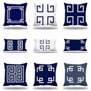 Greek key throw pillow cover - Blue Greece Key Pillow-Geometric Pillow cover, 18x18 20x20 pillow, Navy Blue Greece key  cushion, Navy Blue