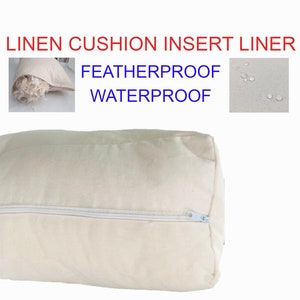 Outdoor Cushion Insert Liner|FEATHERPROOF Linen Cushion Inner Case without Filling|Zippered Cushion Insert Liner|CUSTOM Cushion Liner