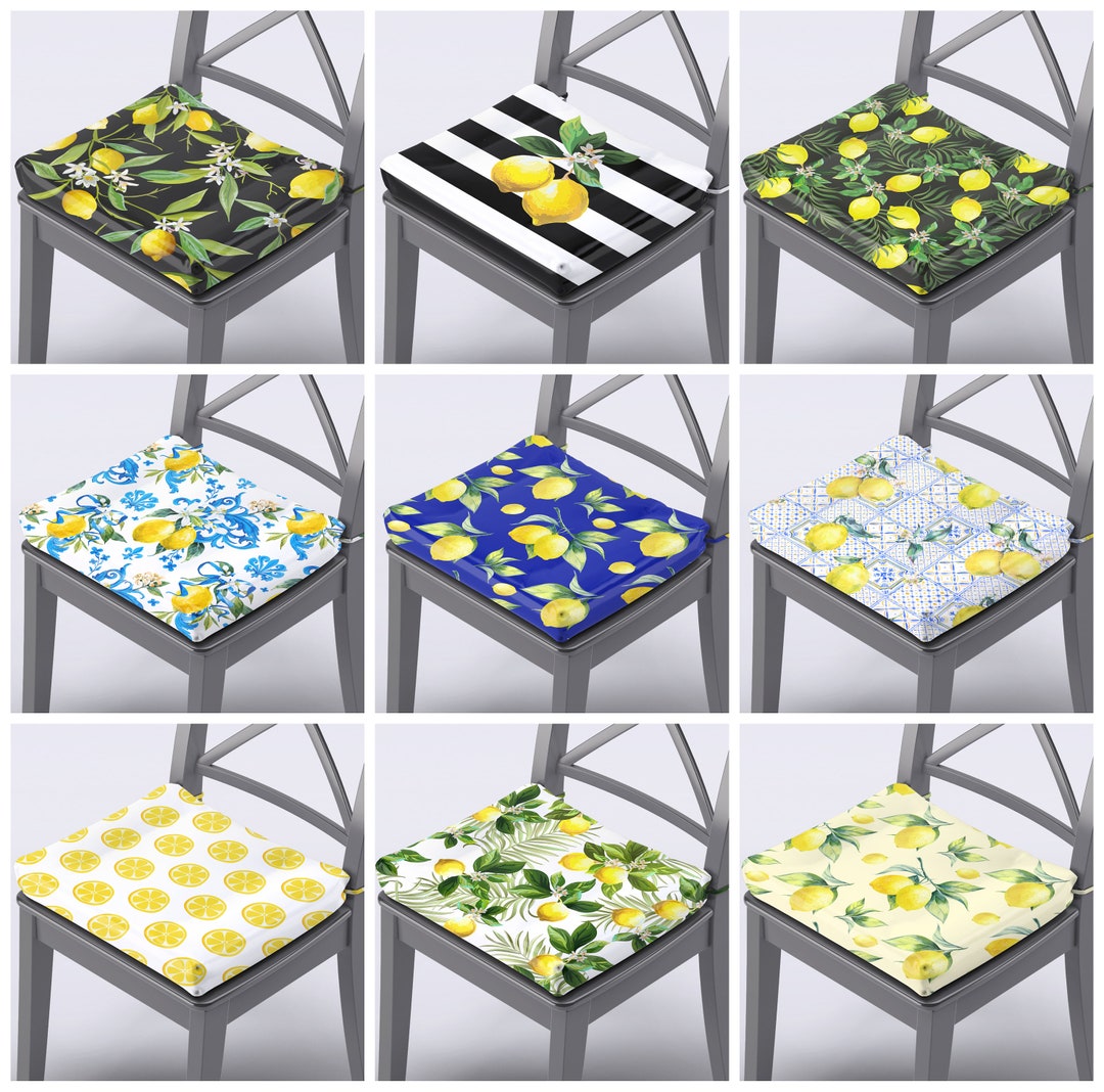 Lemon Chair Cushions & Covers, Kitchen Chair Pads, Chair Cushions With