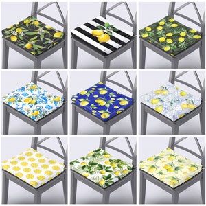 Lemon Chair Cushions & Covers, Kitchen Chair Pads, Chair Cushions with Ties, Lemon Chair Covers, Custom Chair Cushion,Foam Included