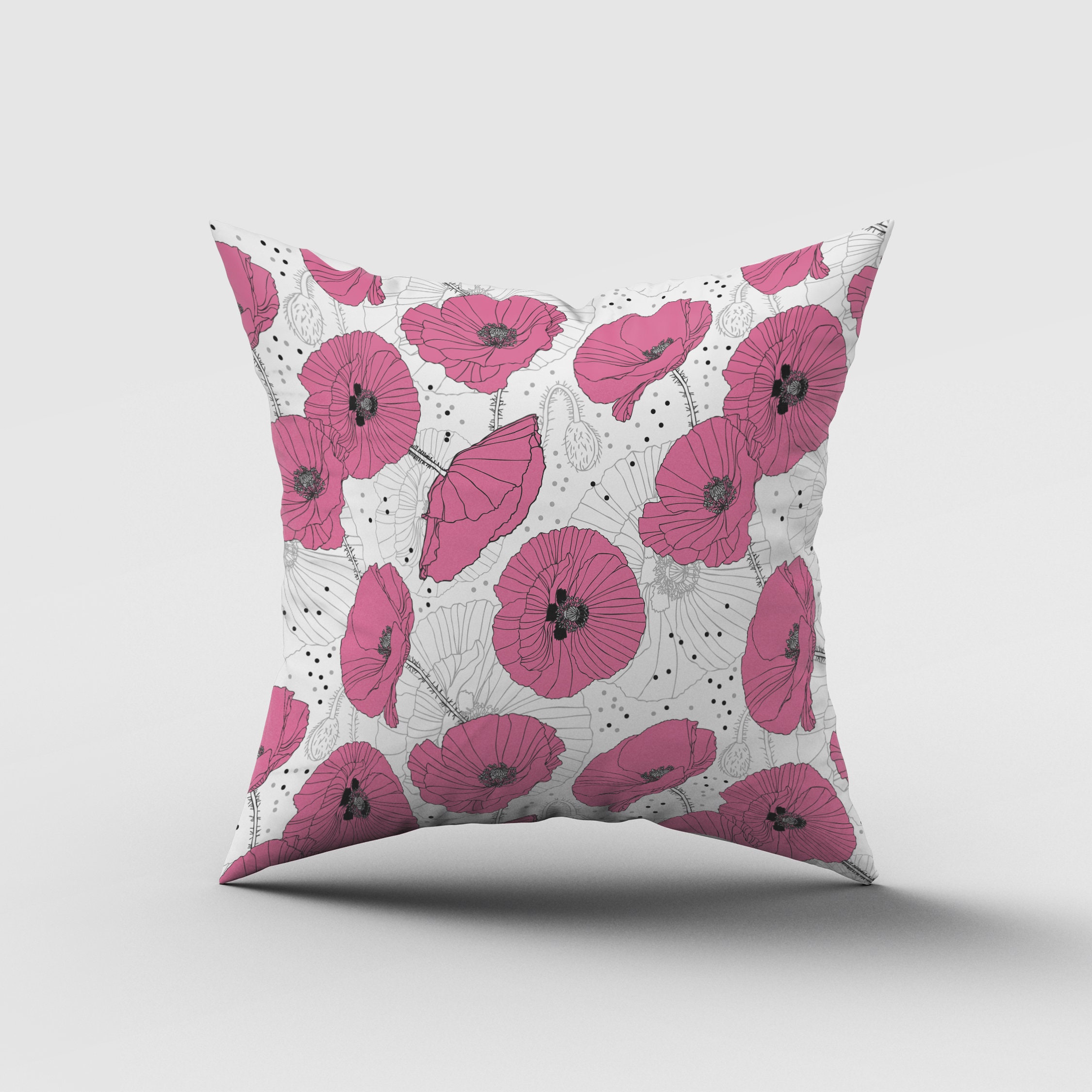 Poppy Pillow Coverred Poppy Throw Pillow Casepink Poppy Etsy Australia