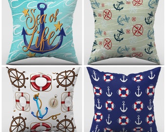 Anchor Throw Pillow Cover|Nautical PillowlNautical Decor|Anchor Pillow Cover|Beach House Cushion|Navy Throw Pillow|Nautical Theme Pillow