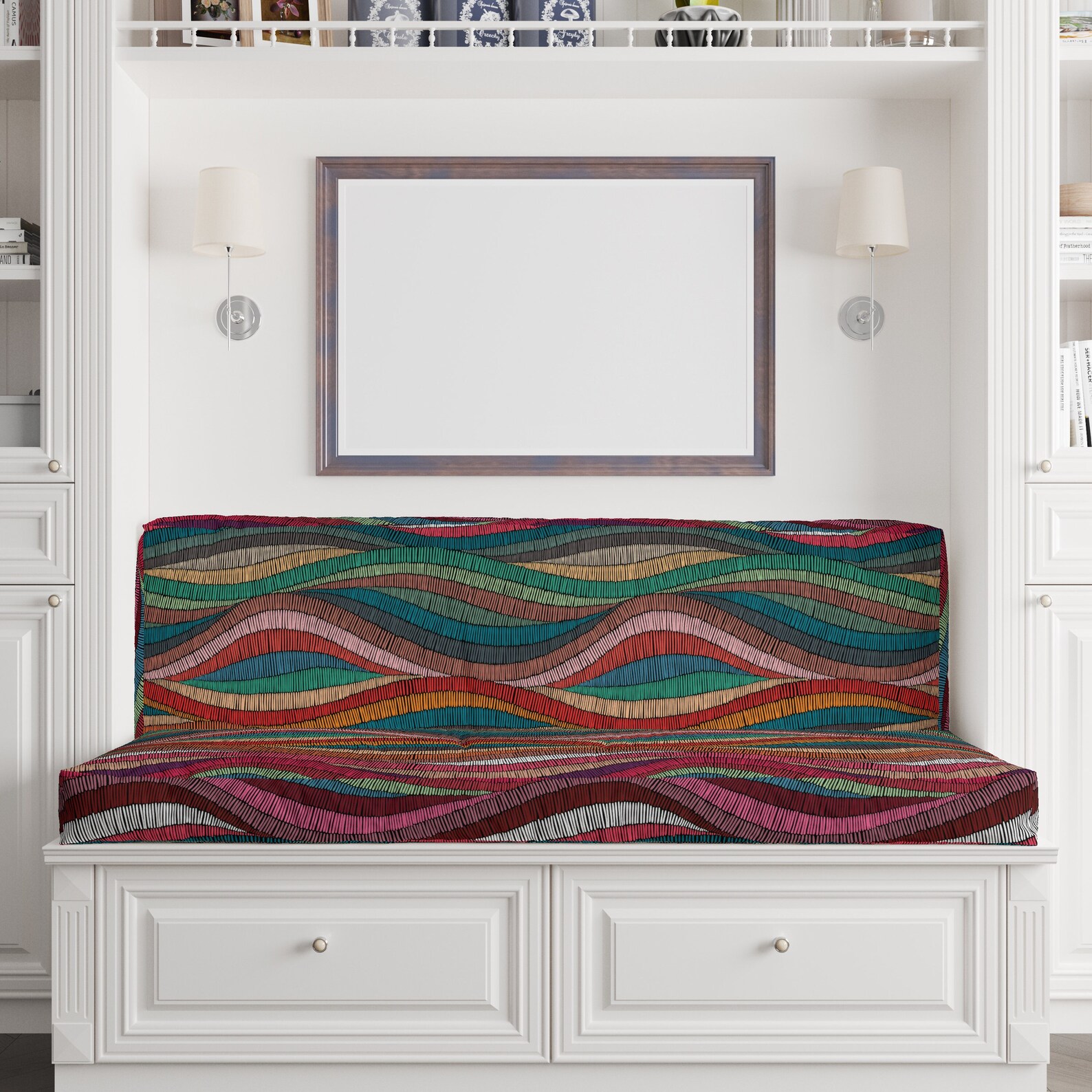 Custom Seat Cushion Cover|abstract Bench Cushions|vivid Multi Colored ...