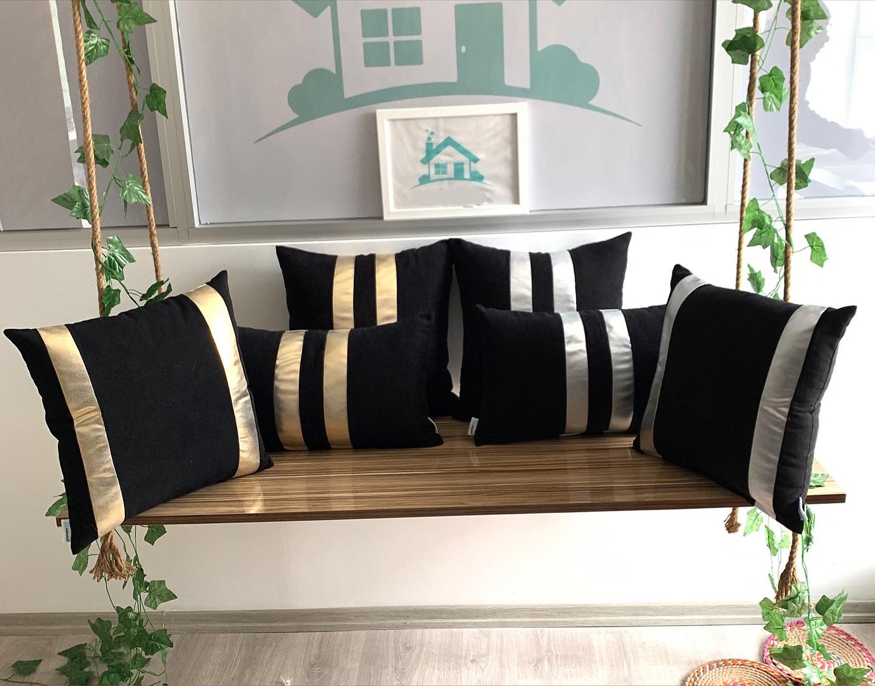 Black gold throw pillows sale