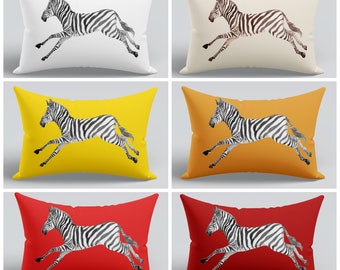 Zebra Pillow Cover, Zebra Home Decor, Zebra Lumbar Pillow, Animal Print Pillows, Zebra Throw Pillow Cover, Custom Size Pillow