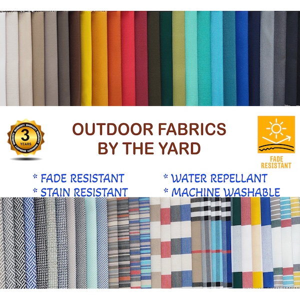 Outdoor Fabric by the Yard|Fade Resistant Fabric, Acrylic Outdoor Fabric, Waterproof Fabric, Striped, Plaid Outdoor Fabric