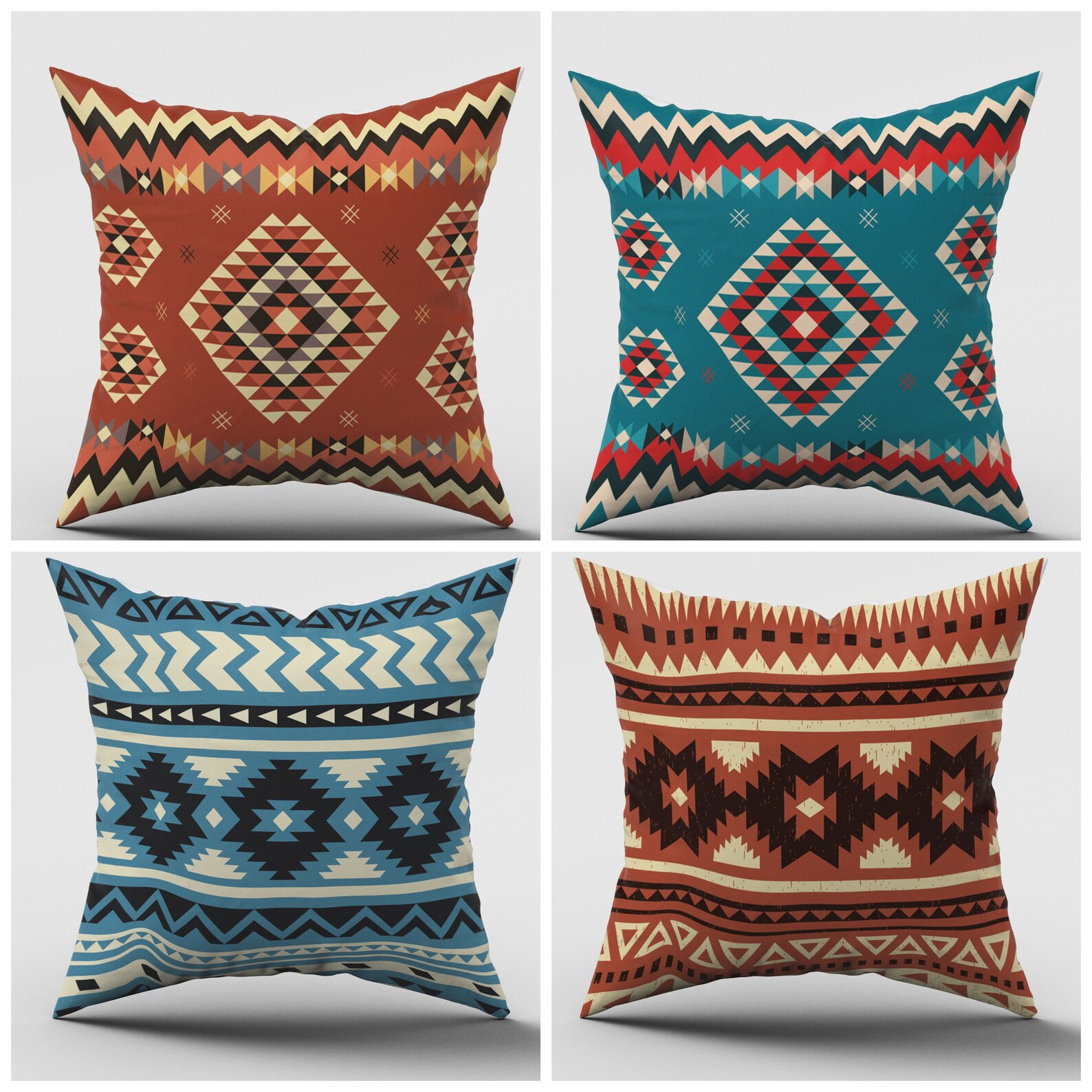 Aztec Pillow Coverssouthwestern Cushionsrug Design Throw Etsy