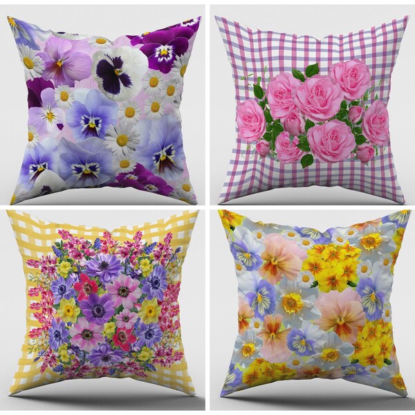 Pink Flower Pillow Etsy