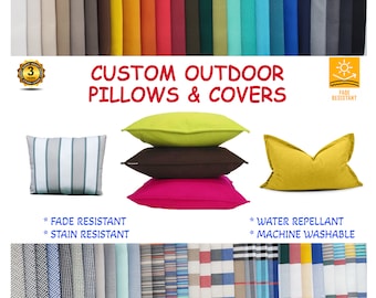 Custom Outdoor Pillow Covers Fade Resistant Back Pillows Outdoor Throw Pillow Covers Replacement Back Cushions Water Repellant Pillow Cover