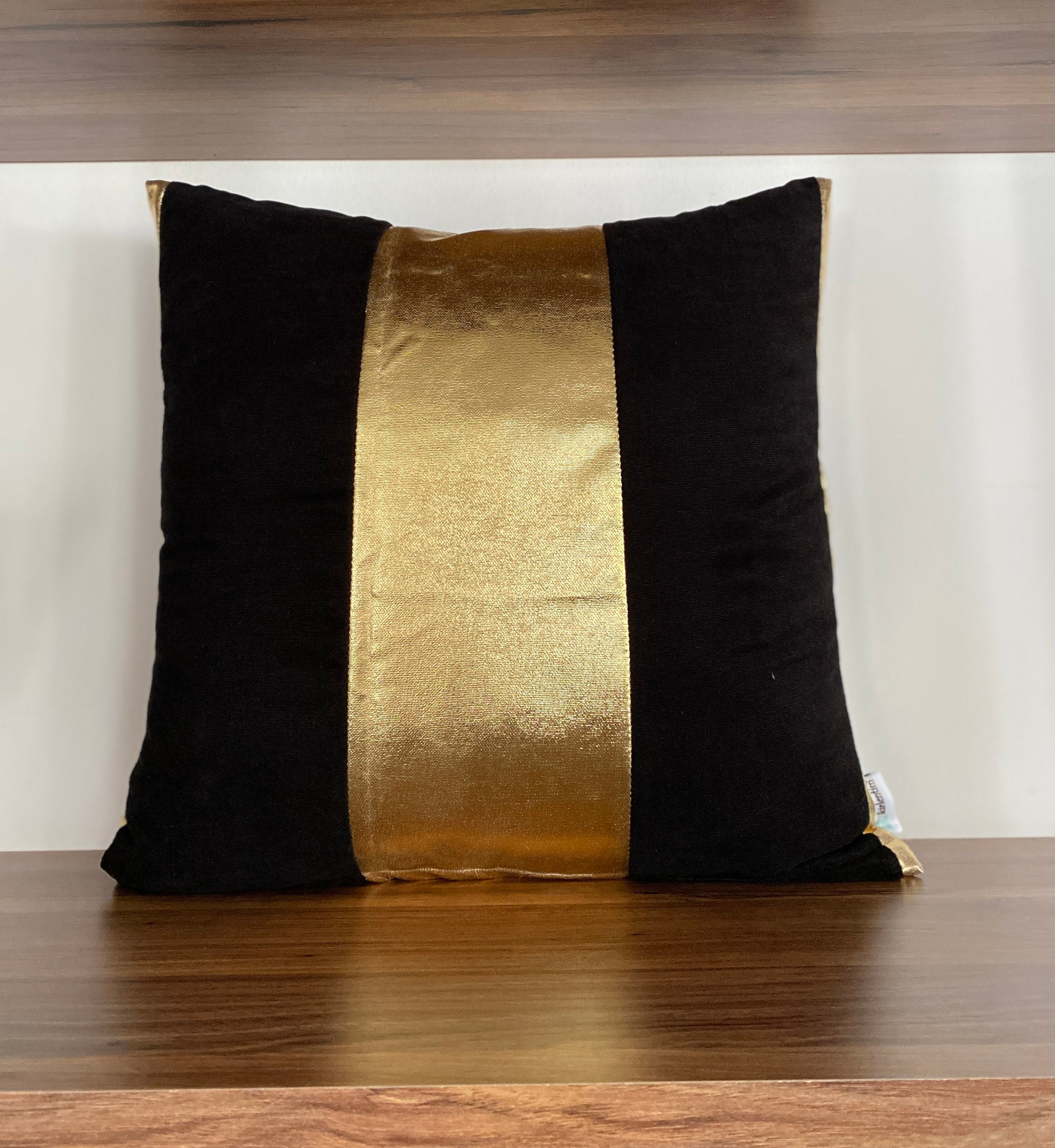 Black and Gold Pillow CoverGold CushionsBlack Gold Lumbar Etsy