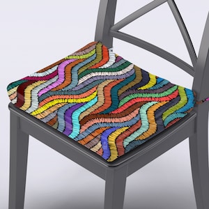 Outdoor Chair Cushions with Ties Abstract Chair Pads Colorful Chair Cushions Custom Size 1.2 or 2 inches Thick Foam Zippered Easy to Wash 3