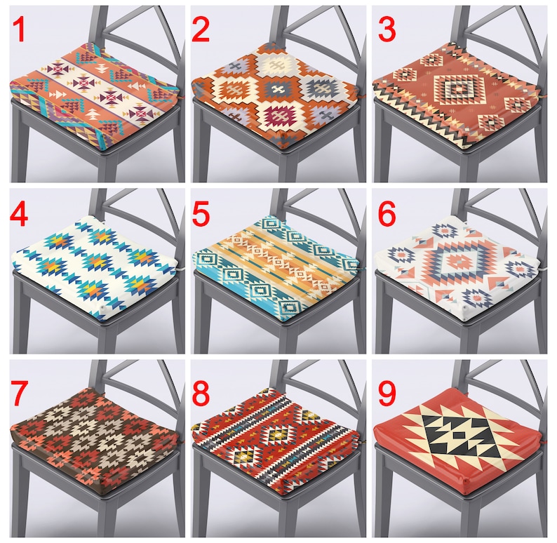 Chair Pads & Covers, Native American Chair Cushions, Chair Cushions with Ties, Southwestern Chair Covers, Custom Chair Cushion,Foam Included image 2