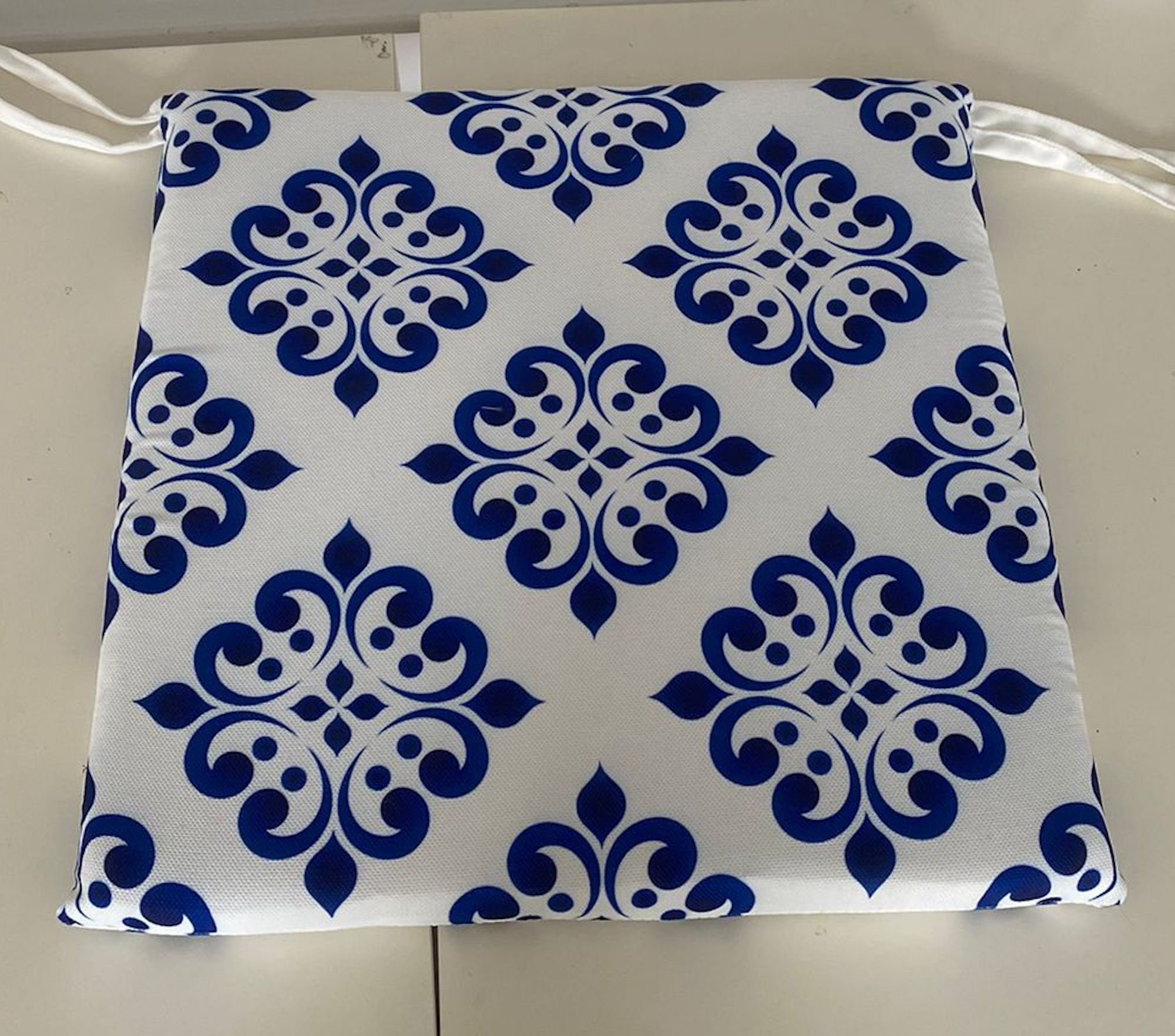 Blue Chair Cushions Covers Dining Chair Pads Chair Cushions With Ties Blue Tile Chair Covers Custom Chair Cushion foam Included Etsy Canada
