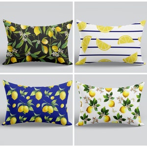 Lemon Outdoor Pillow Cover|Lemon Lumbar Pillow|Lemon Throw Pillowcase|Garden Lemon Pillow|12x20 Spring Cushion|Patio Lumbar Pillow