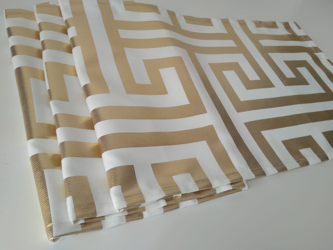 Gold Table Runnergreek Key Table Runnerwhite and Gold Table Etsy