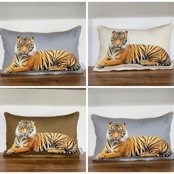 Tiger Pillow Cover, Cheetah Lumbar Pillows,Tiger Print Cushion, Animal Print Pillows, Tiger Throw Pillow Cover, Tiger  Bedroom Decor