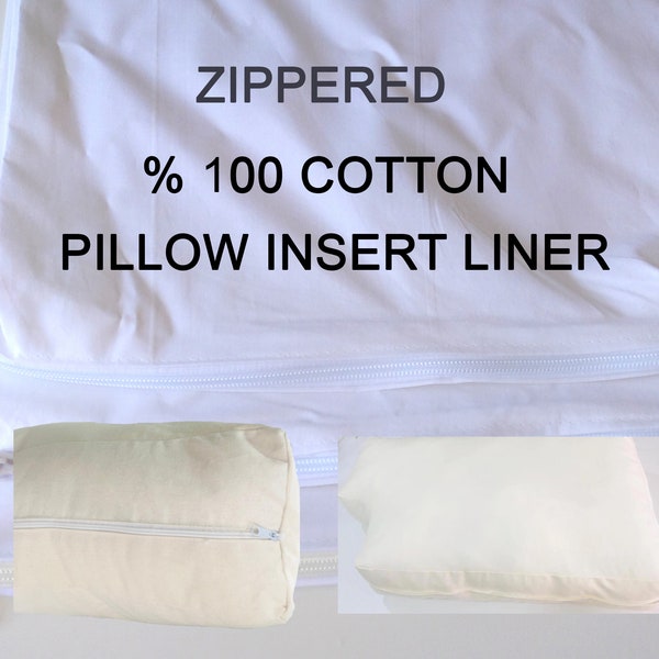 Pillow Insert Liner|Cotton Pillow Inner Case without Filling|Zippered Cushion Insert Liner|Custom Insert Cover|Cushion Liner|Stuffing Bag