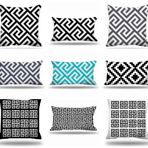 Greek Key Pillow cover - Black White Pillows- Greece Key Pillow-Geometric Pillow cover, 18x18 20x20 pillow, Black Greece key cushion,