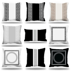 Black Greek Key Cushion cover - Greek Pillow, Greek Border Decor, White Greece key pillow cover, Black and White Pillow