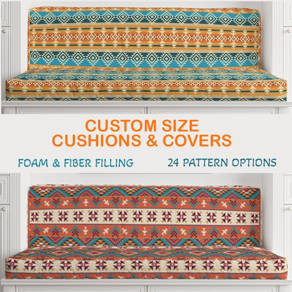 Southwestern Seat Cushion Cover|Custom Bench Cushions|Native American Home Decor|Personalized Furniture Cushion|Custom Window Cushion