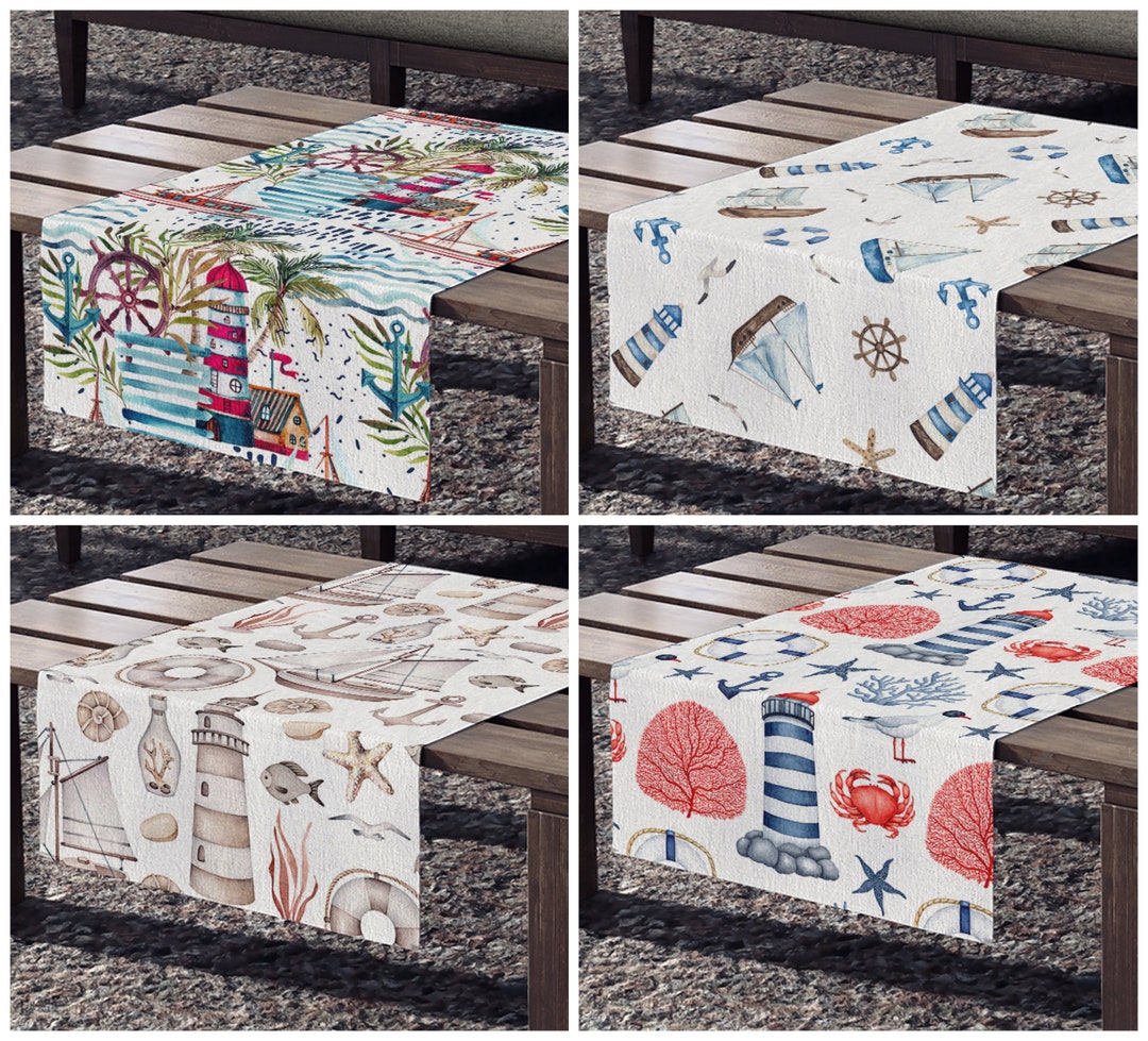 Nautical Table Runner, Coastal Table Runner, Marine Theme Table Runner