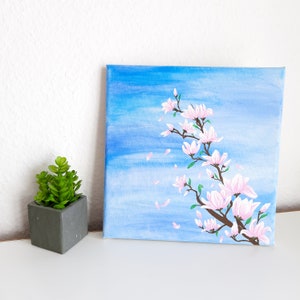 Toile peinte d’origine sur cadre de coin acrylique magnoline