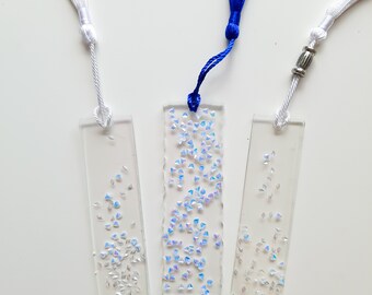 Segnalibro con pietre glitterate in resina epossidica