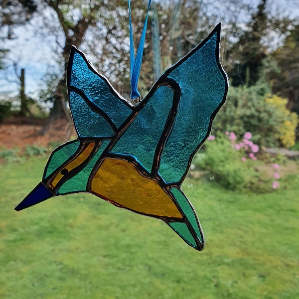 Gebrandschilderd glas ijsvogel Suncatcher