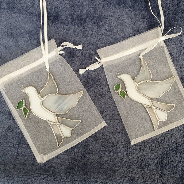 Stained Glass White Dove of Peace Suncatcher