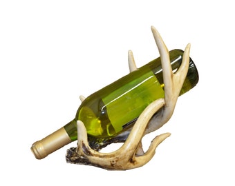 Large Rustic Western Metal Trophy Deer Antlers Wine Bottle Holder Rack 3 Bottles