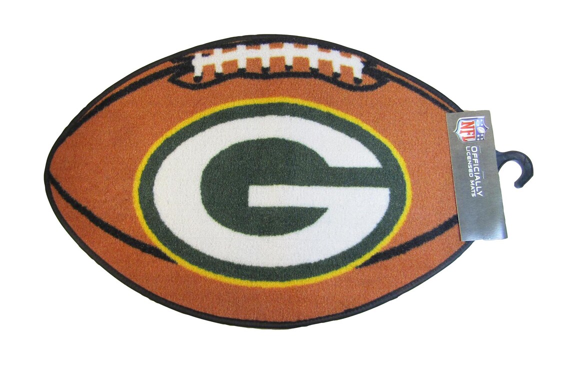 Packers Football Shaped Rug 22 X 35 Rubber Etsy