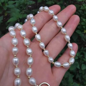 Emma: gold real pearl necklace Jane Austin inspired jewelry with a modern twist