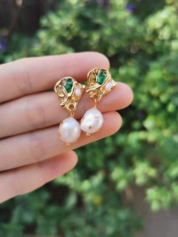 Gorgeous antique golden red pearl earrings at ₹1250 | Azilaa