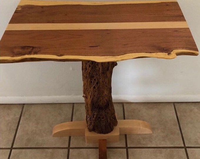 Live-edge Mesquite Console Table With Cholla Skeleton Base