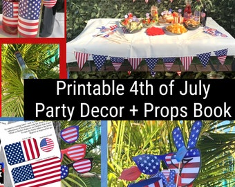 4th of July Printables / 4th of July Party / 4th of July Photo Booth Props / 4th of July Flags / 4th of July Cake Toppers / USA Themed Party