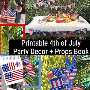 4th of July Printables / 4th of July Party / 4th of July Photo Booth Props / 4th of July Flags / 4th of July Cake Toppers / USA Themed Party