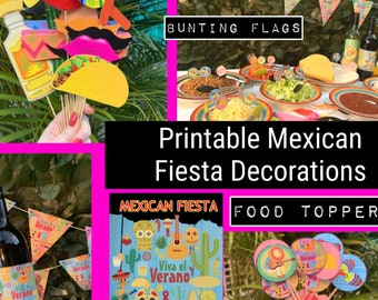 Mexican Fiesta Printable Party Pack / Mexican Party / Mexican Party Decorations / Mexican Photo Booth Props / Fiesta Wine Bottle Labels